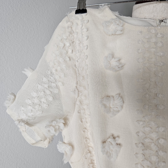 Polagram midi slip dress Cream Size Small Short sleeve Tie waist Tulle fabric - Picture 3 of 7